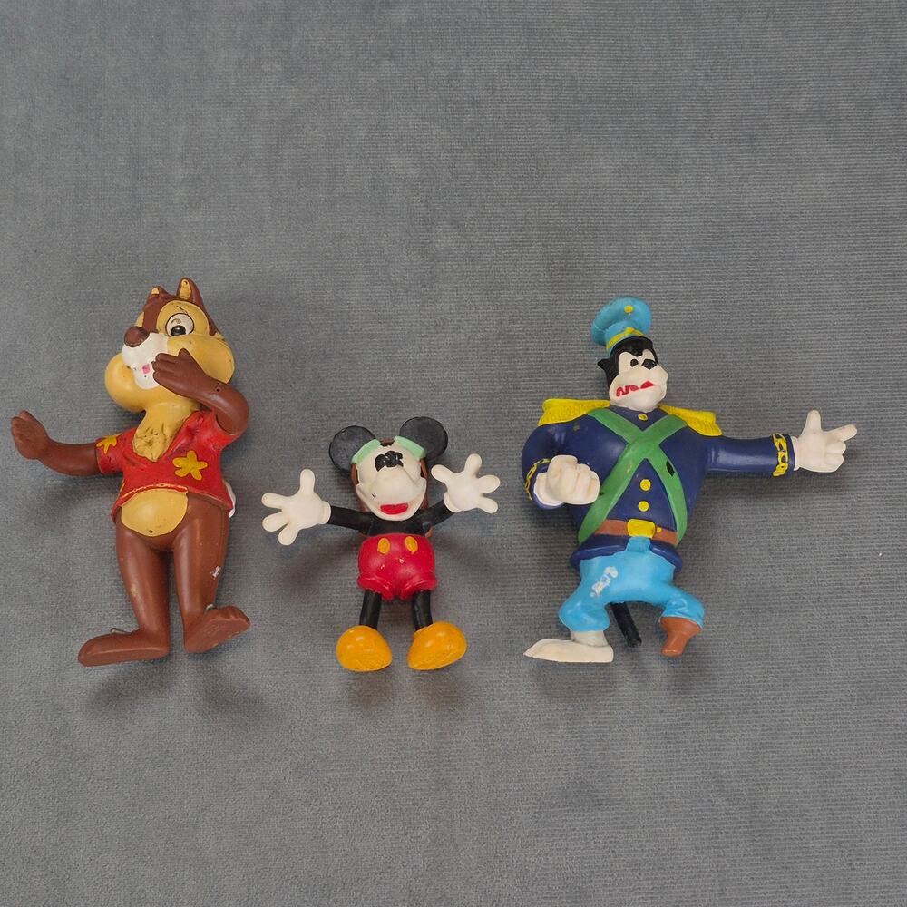 Disney Just Toys Vintage Bendable Figures Mickey Peg Leg Chip n Dale Lot of 3